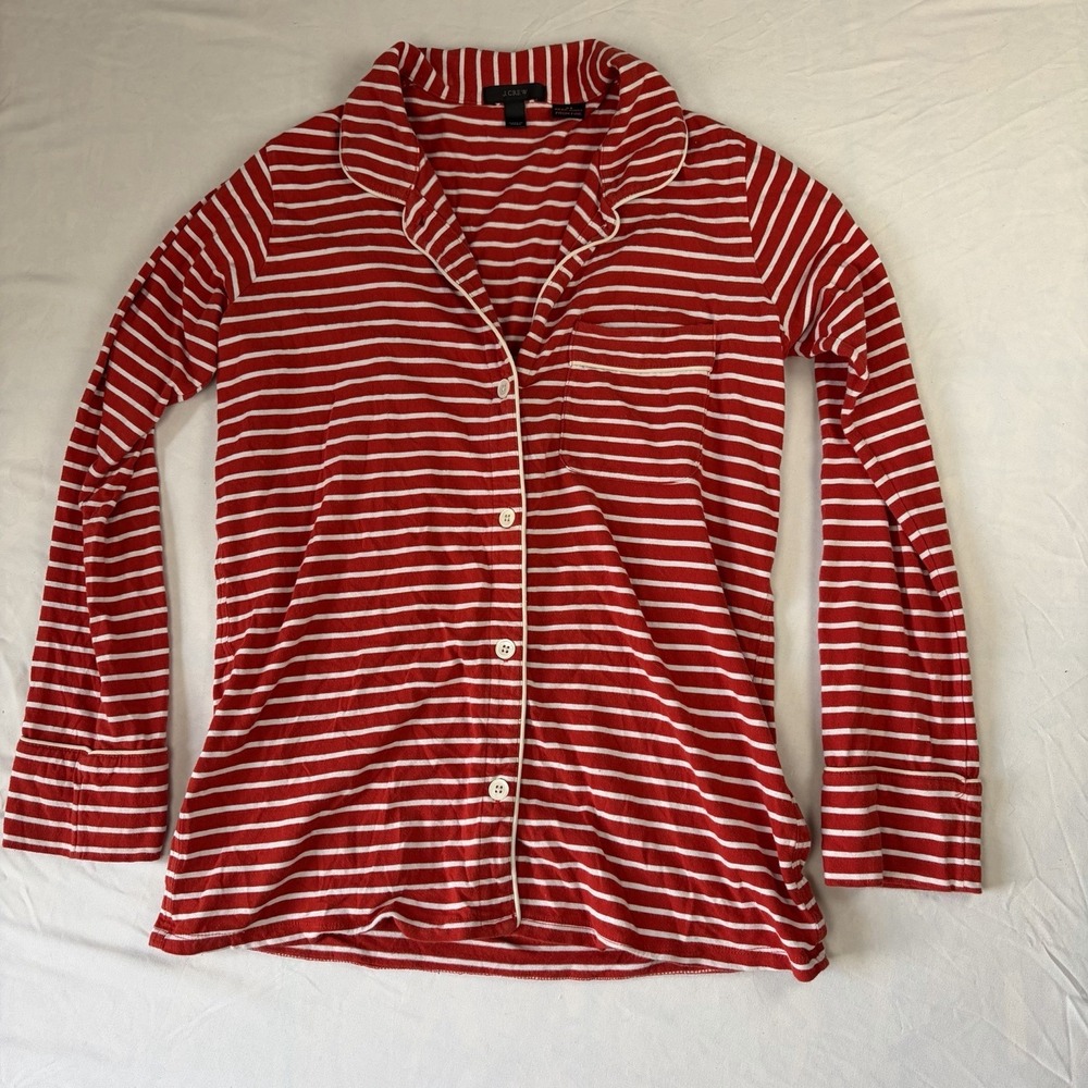 J‎ Crew Striped Red And White Pajama Top Women's Size XS Cotton